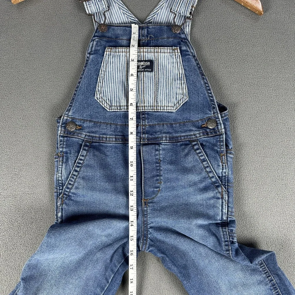 OshKosh Bgosh Denim Overalls Kids 4T Blue Hickory Stripe Bib Carpenter Dungarees